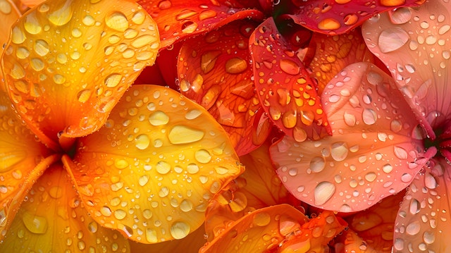 Vibrant Flower Petals with Water Droplets