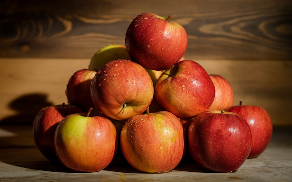 Fresh Apples on Wooden Surface