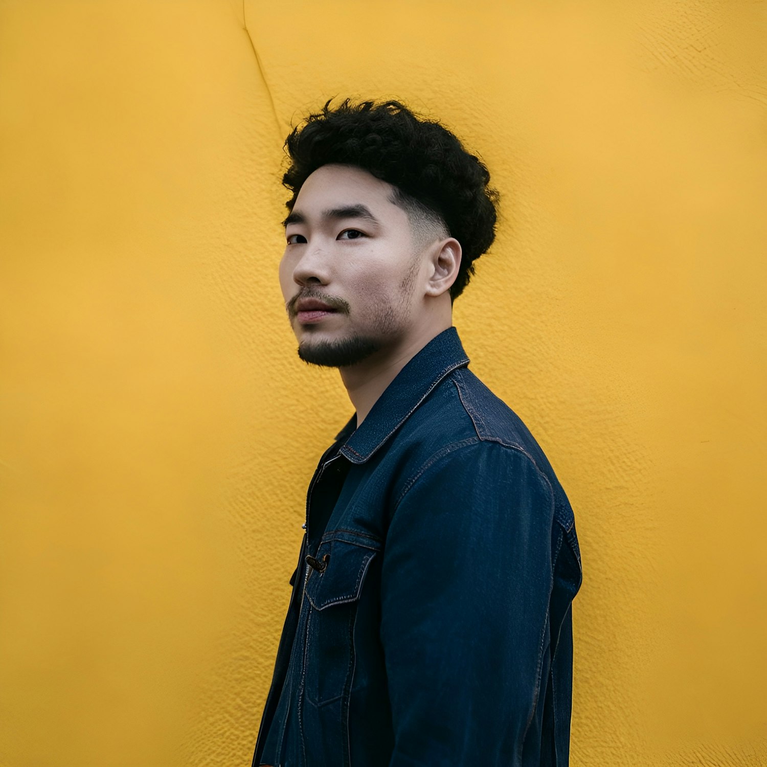 Contemplative Man with Vibrant Yellow Background