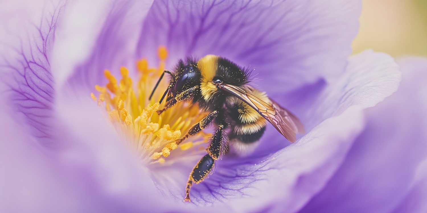 Bee on Purple Flower