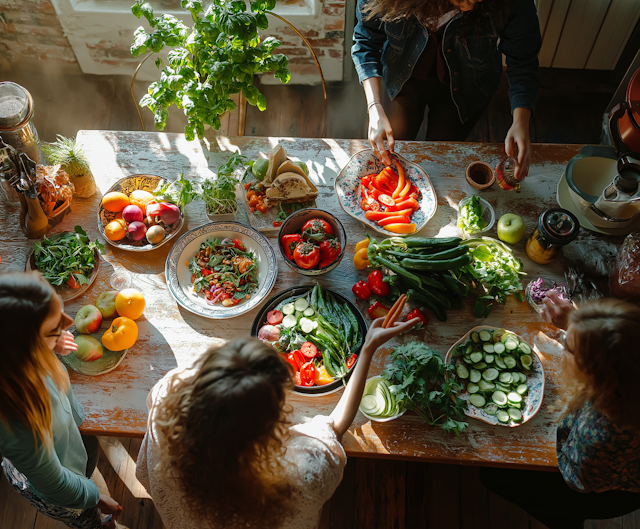 Communal Cooking Scene