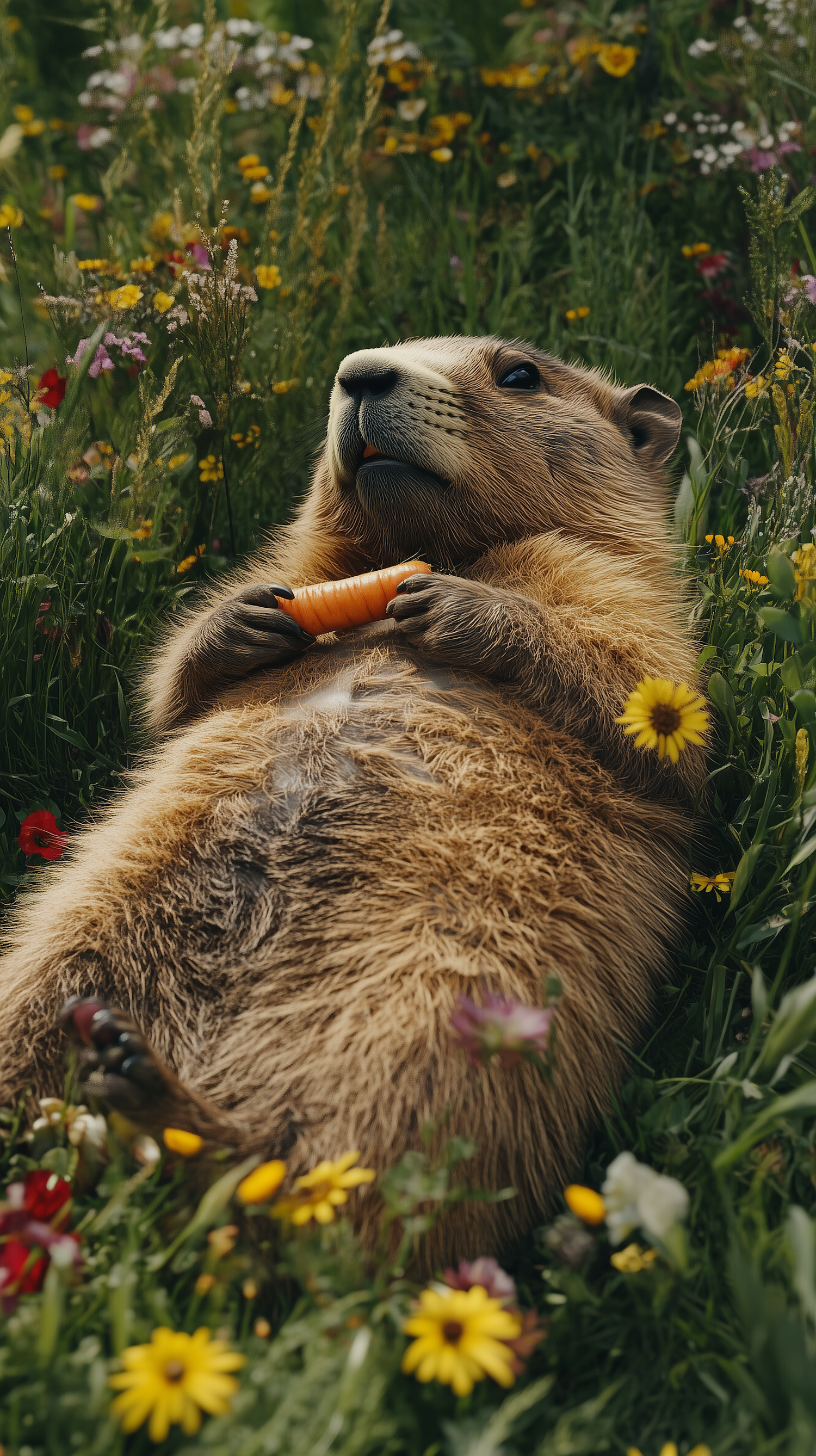 Groundhog in Wildflowers