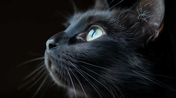 Contemplative Black Cat Portrait