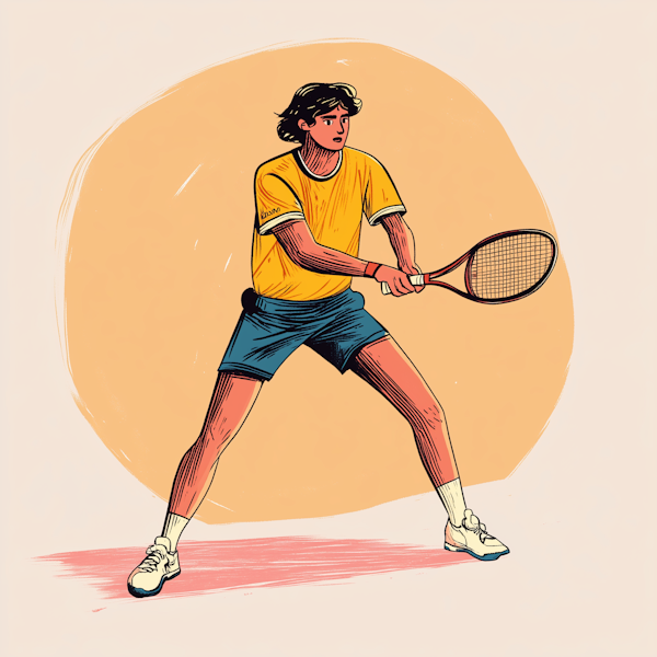 Active Male Tennis Player Illustration