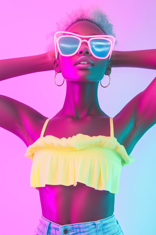 Neon Portrait of Woman