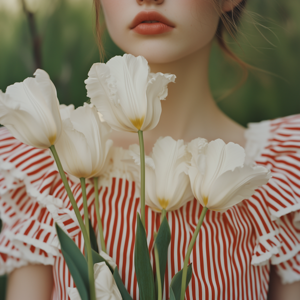 Close-up of Person with Tulips