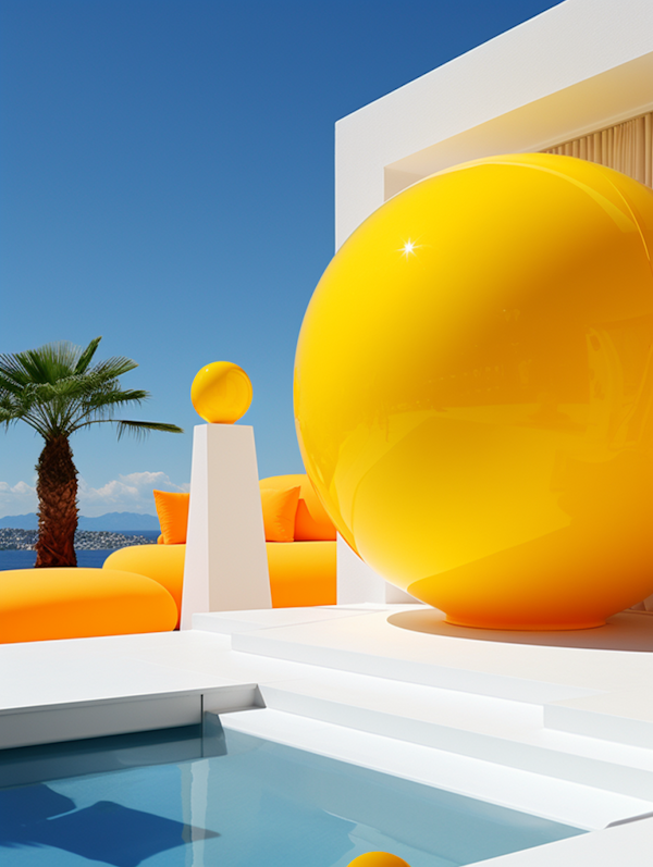 Vibrant Minimalism: The Yellow Sphere Oasis