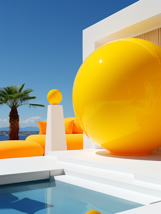 Vibrant Minimalism: The Yellow Sphere Oasis