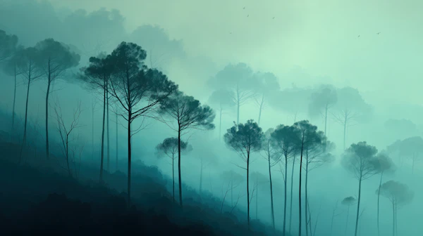 Misty Forest Scene