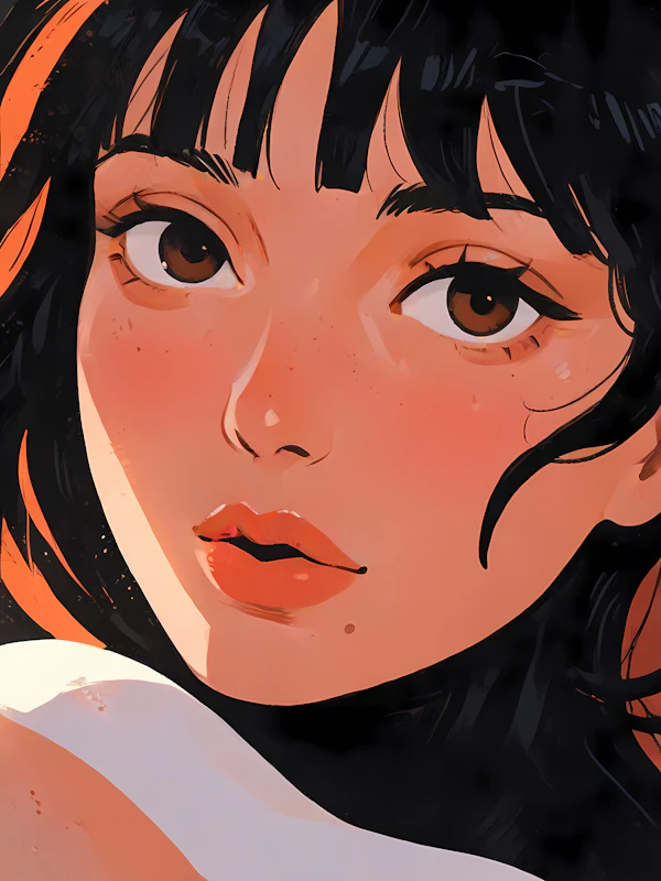 Close-up Illustration of a Woman's Face