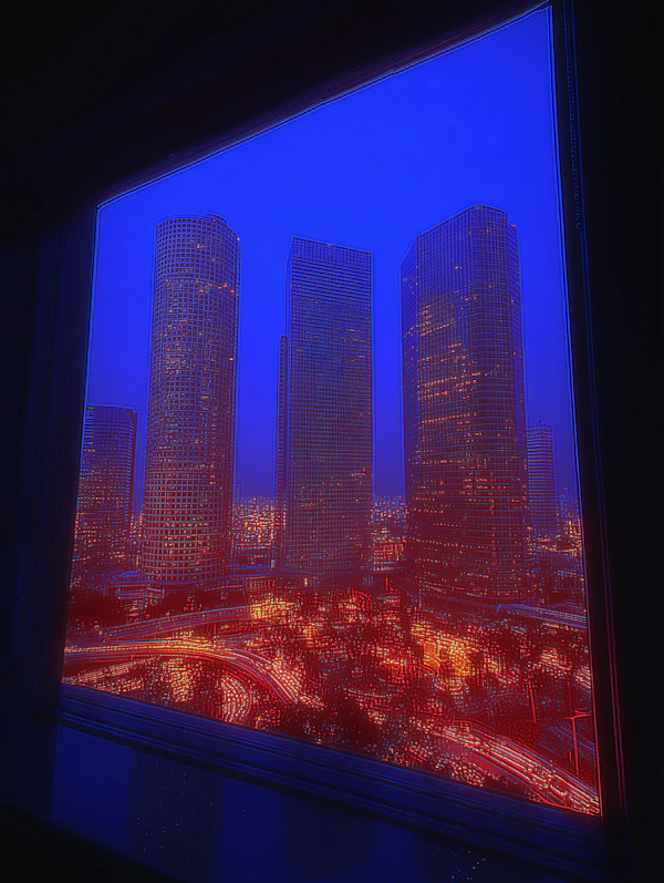 Nighttime Cityscape View