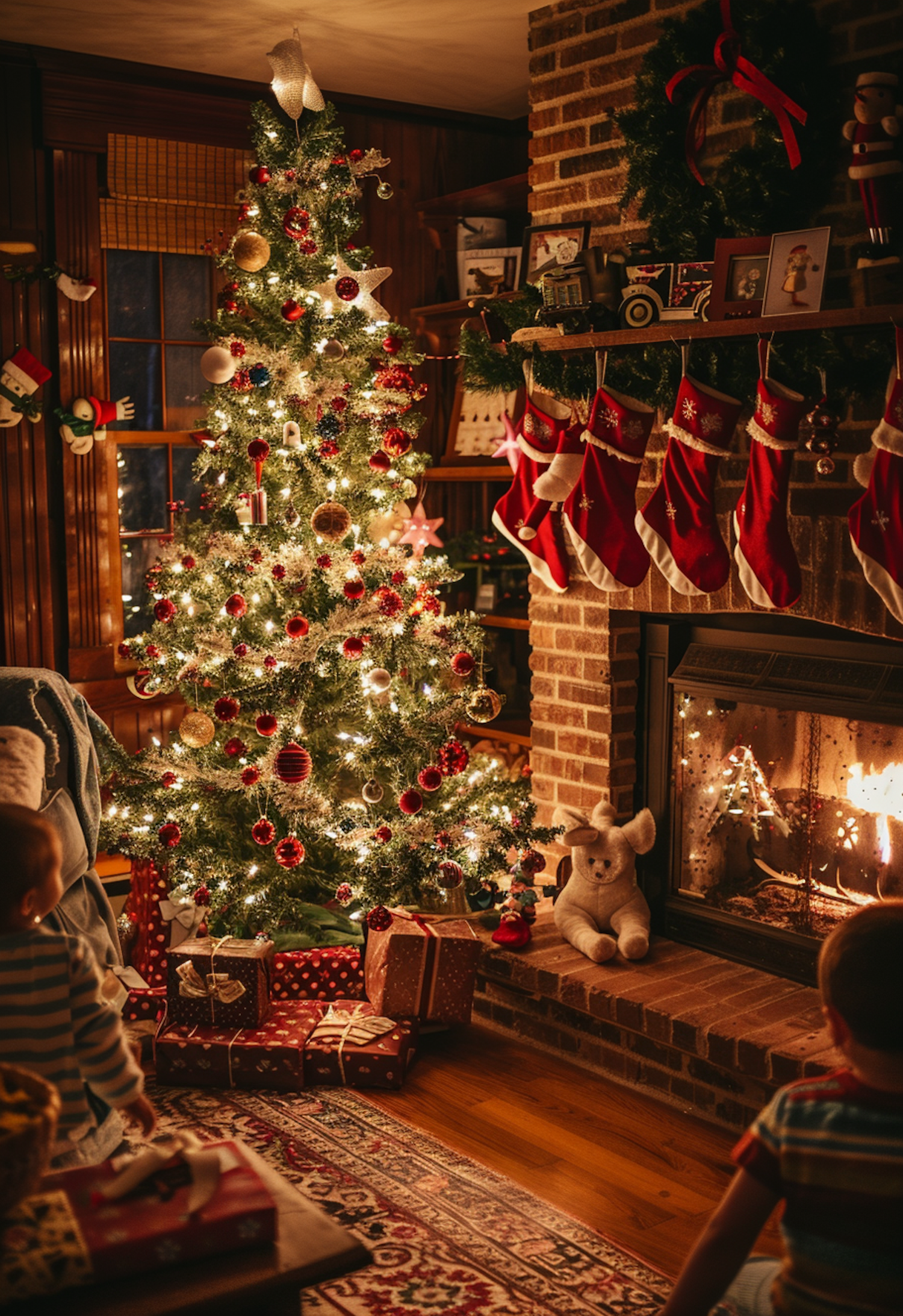 Festive Christmas Evening in Cozy Living Room