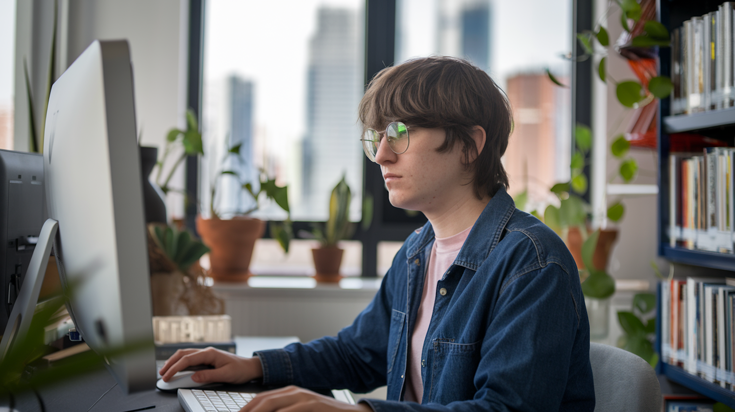 Focused Individual in Office Setting