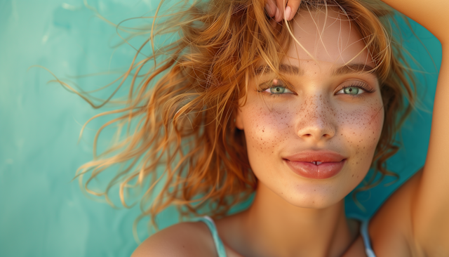 Joyful Young Woman with Freckles