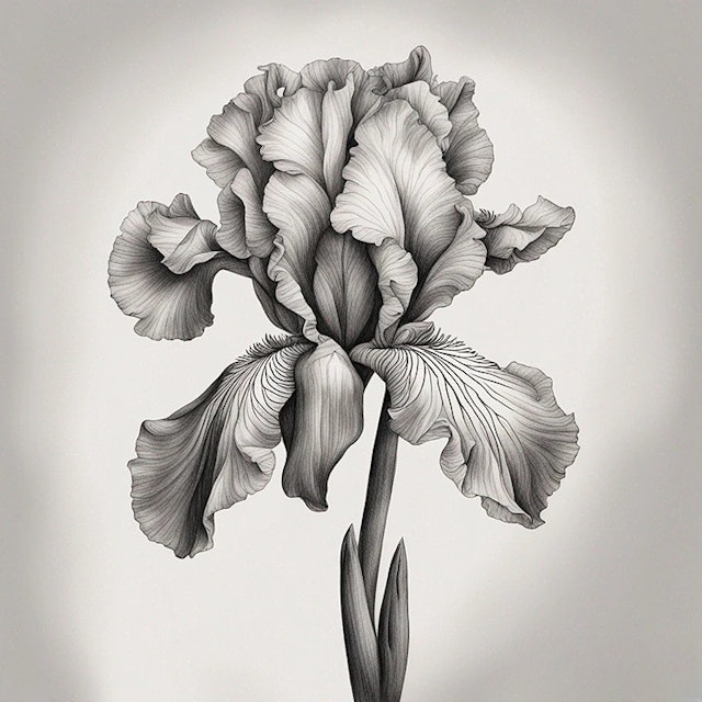 Black and White Iris Illustration