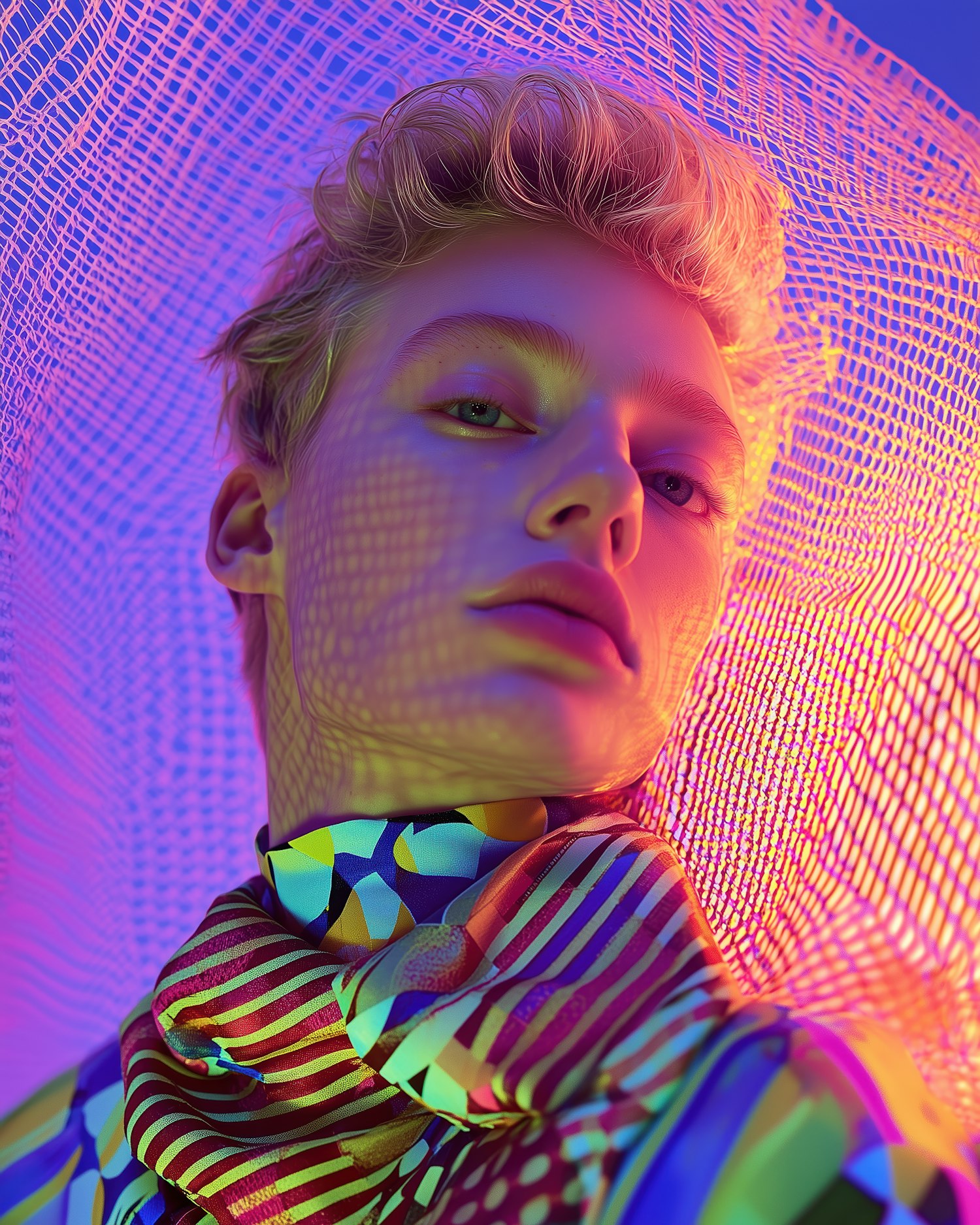 Colorful Portrait with Geometric Scarf