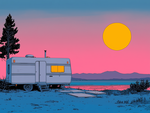 Serene Camper Trailer at Sunset