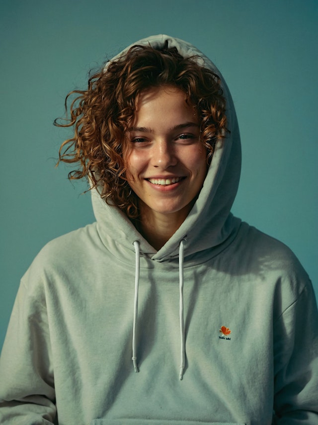 Smiling Person in Hoodie