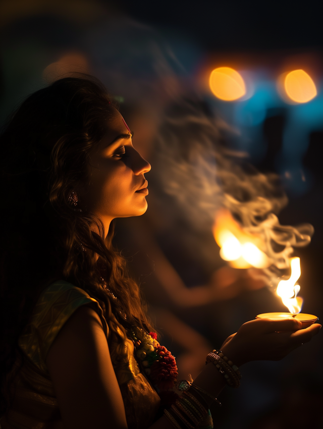 Tranquil Moment in Traditional Indian Attire