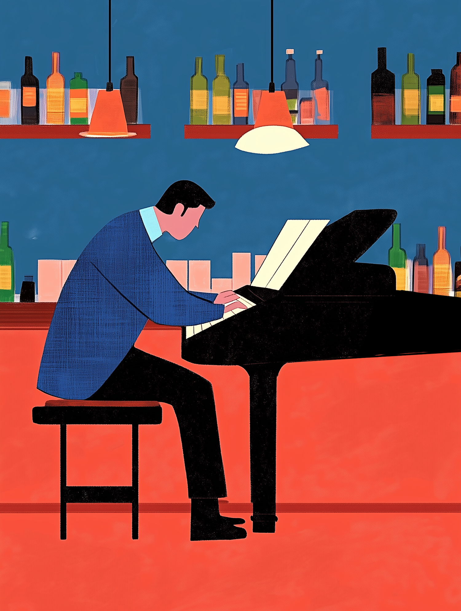 Man Playing Piano in a Bar