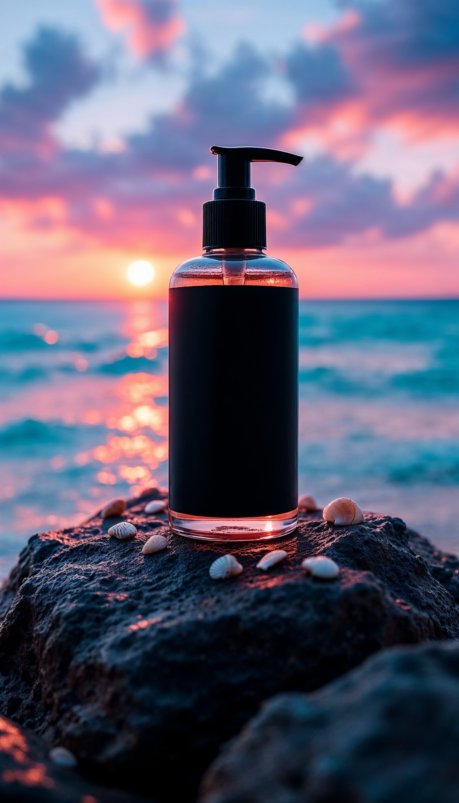 Bottle by the Sea at Sunset