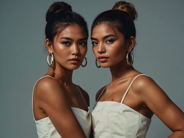 Two Women in White Tops