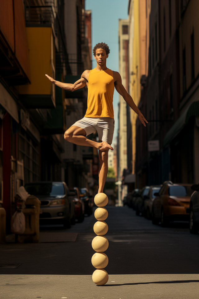 Urban Balance: Tree Pose on Stones