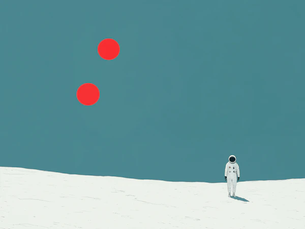 Lone Astronaut on Barren Landscape