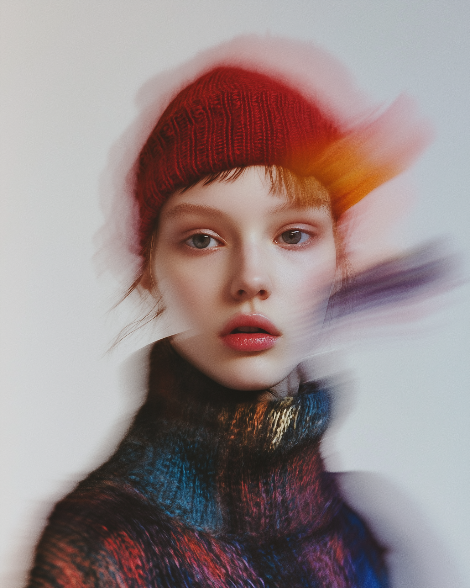 Portrait with Red Knit Hat