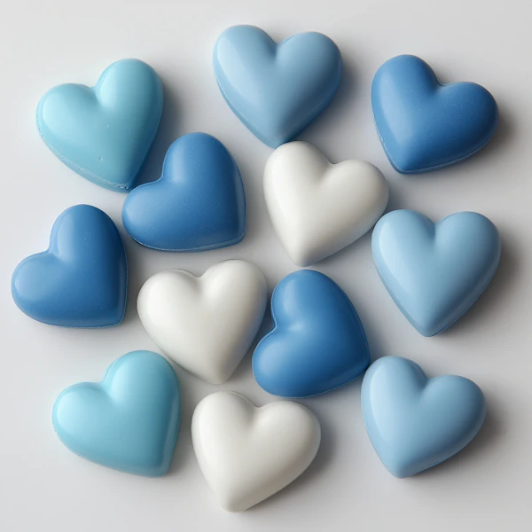 Blue and White Hearts