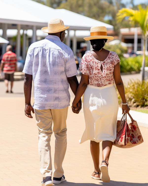 Summer Stroll of a Relaxed Couple