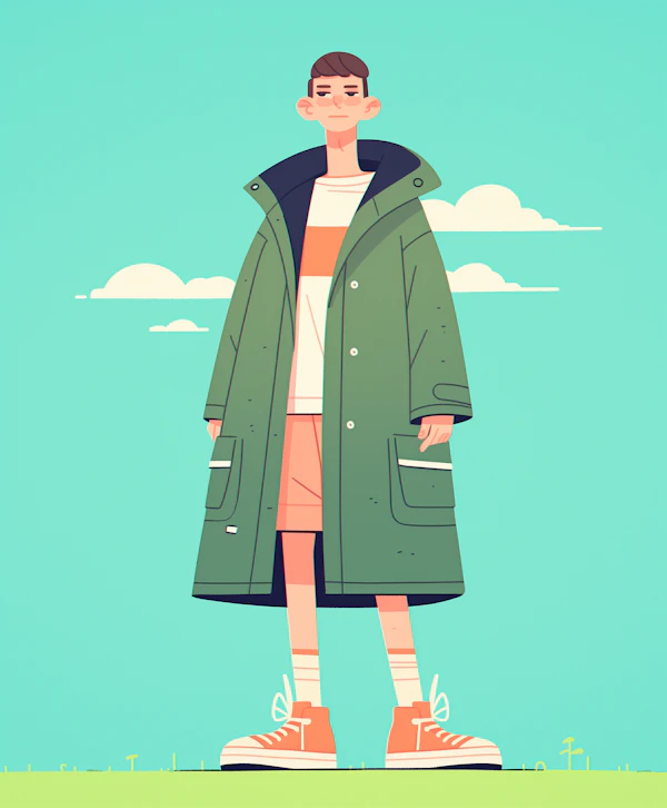 Stylized Young Person Against Blue Sky