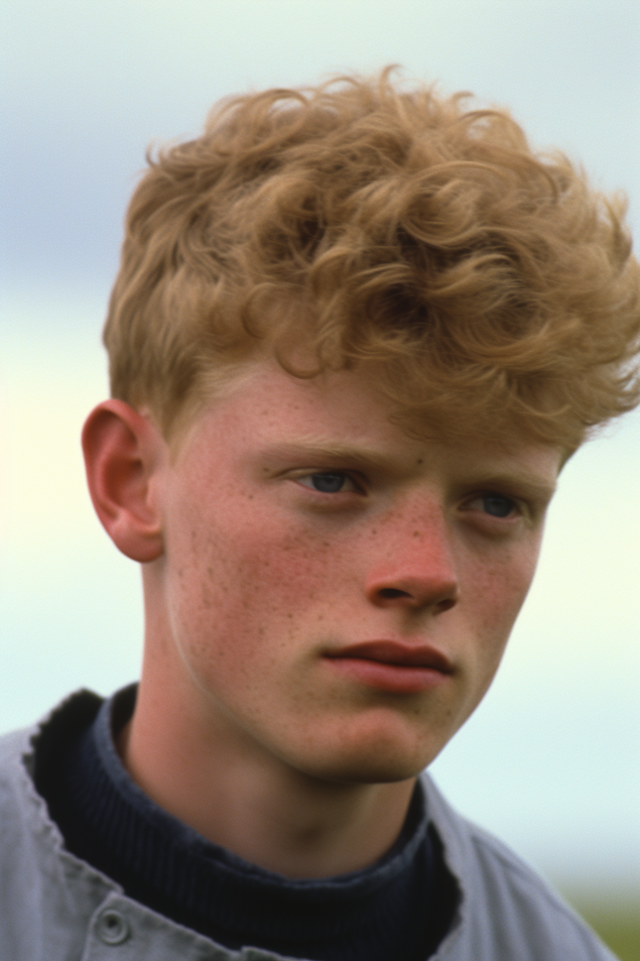 Pensive Freckled Youth with Auburn Curls