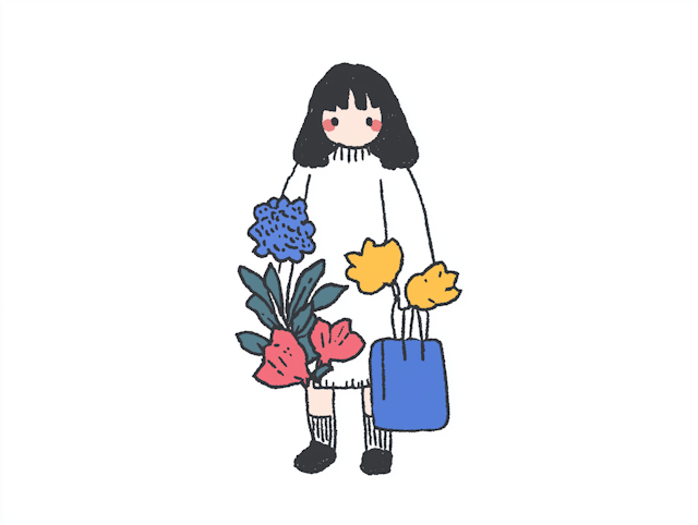 Stylized Person with Flowers