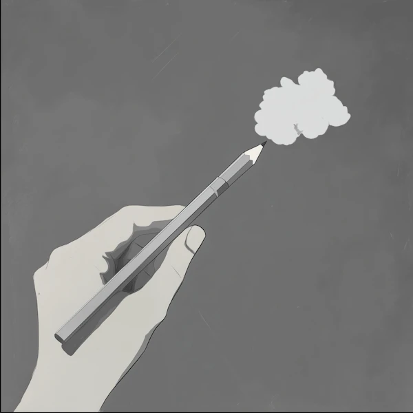 Hand with Pencil and Cloud