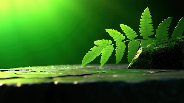 Fern Leaf on Moss Rock