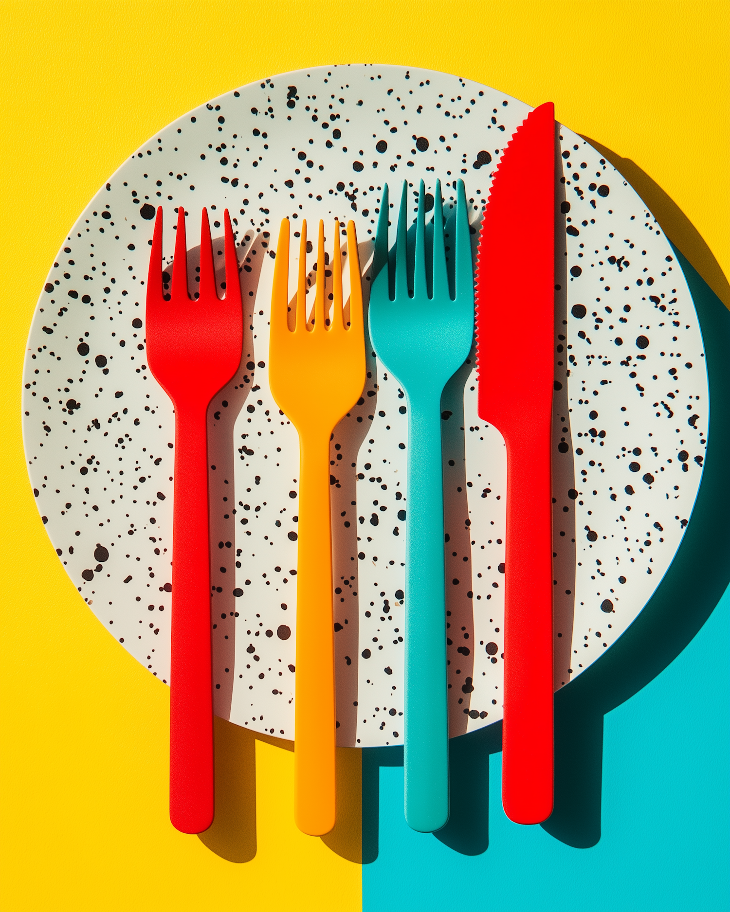 Colorful Cutlery Arrangement