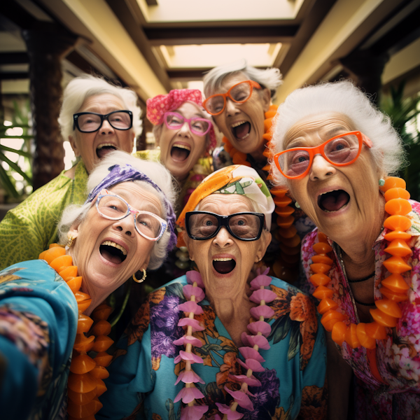 Joyful Seniors in Festive Attire