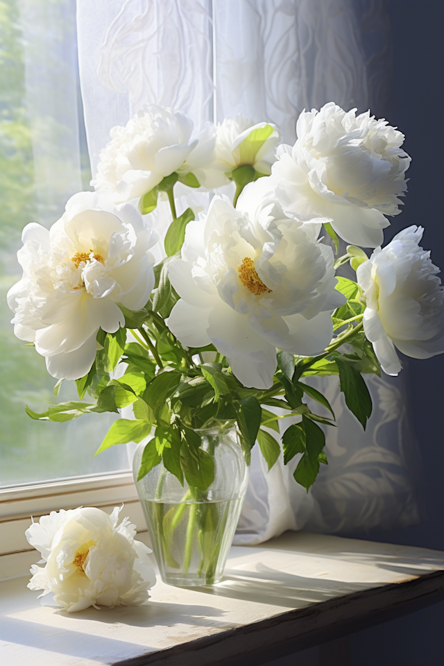 Daylight Serenity with White Peonies