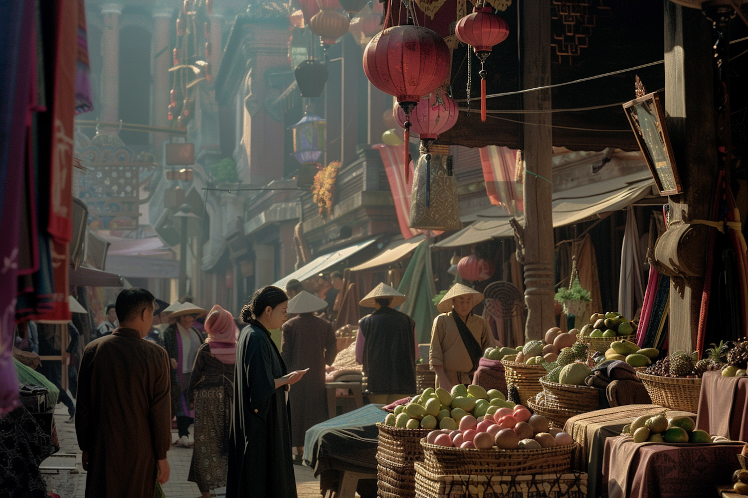 Bustling Market Scene