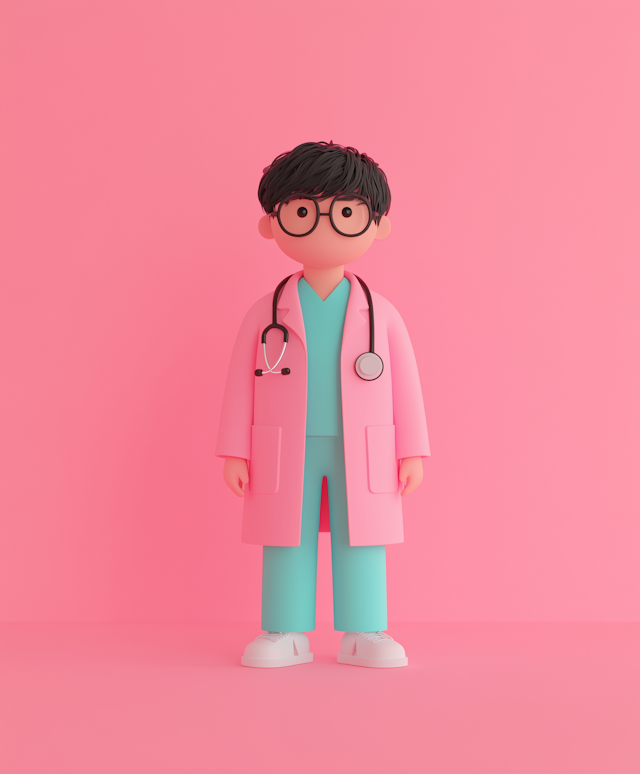 Whimsical East Asian Male Doctor Character