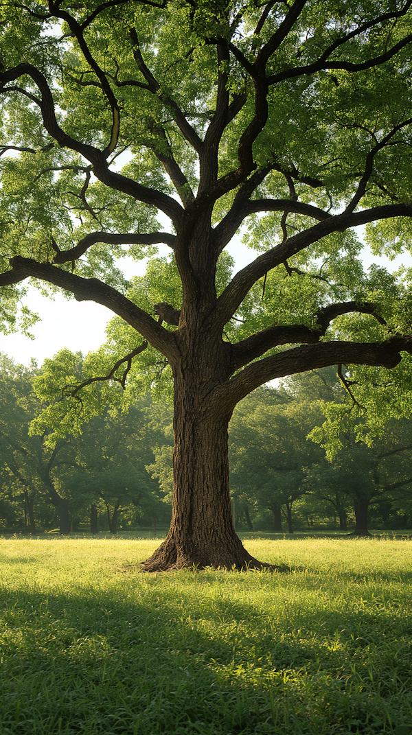 Majestic Tree in Sunlit Meadow