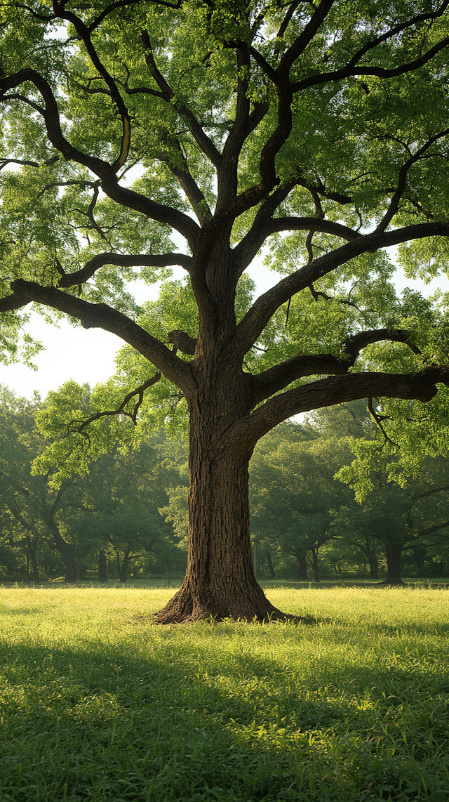 Majestic Tree in Sunlit Meadow