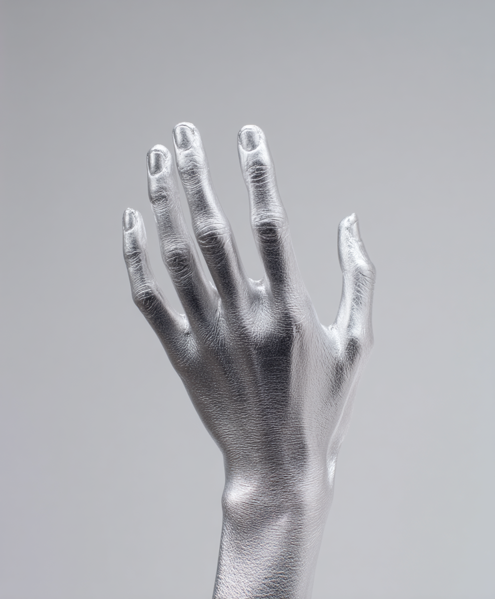 Silver Painted Hand Photo on Lummi