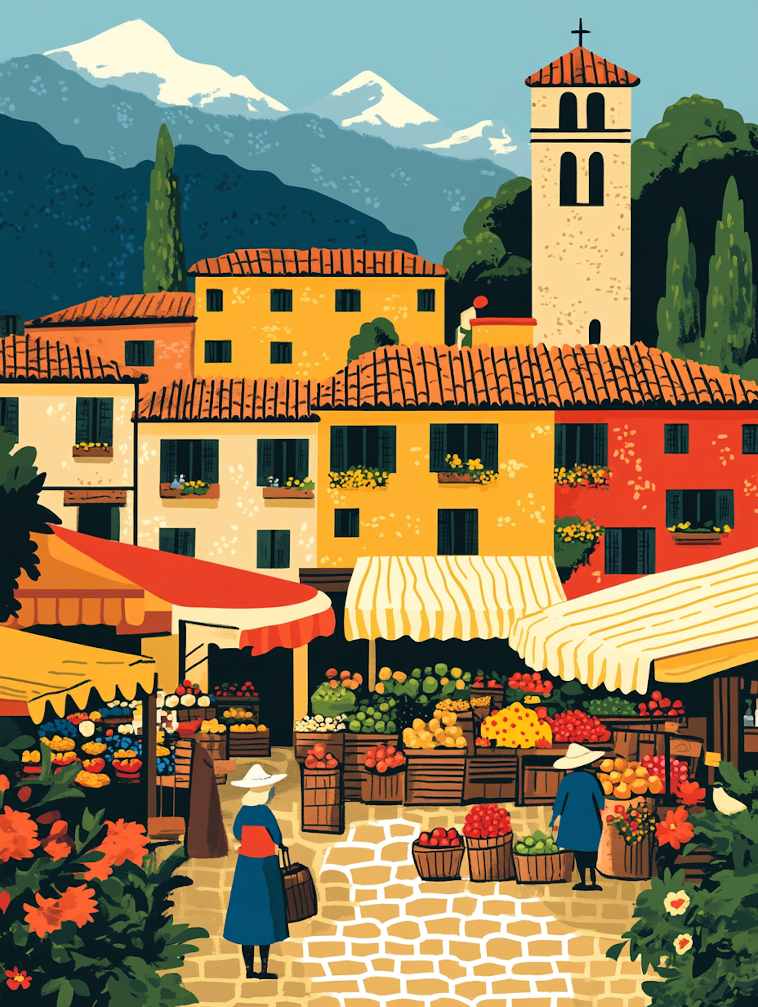 Vibrant Village Market Scene