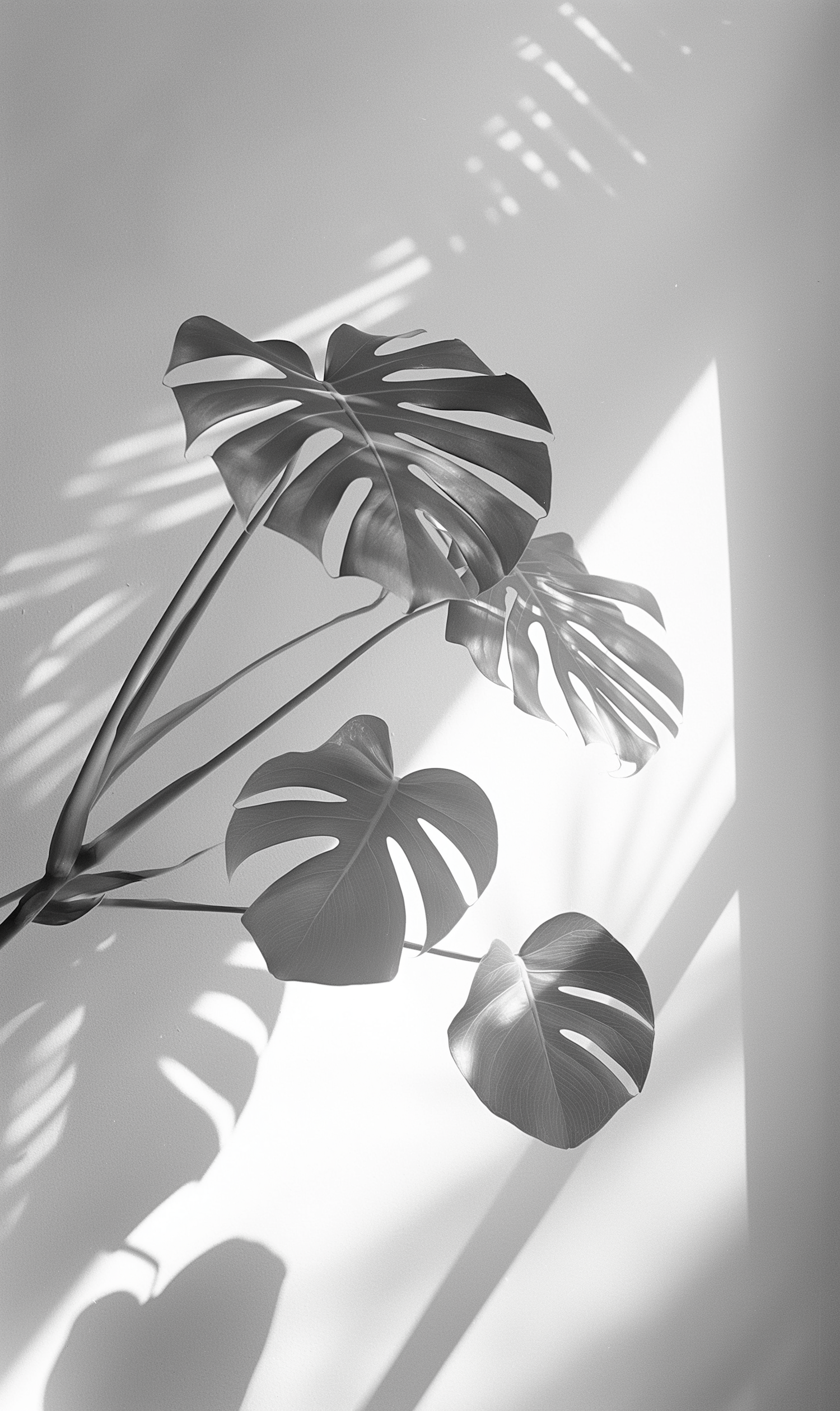 Monstera Shadows in Grayscale