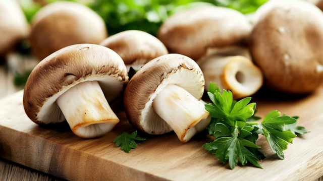 Fresh Mushrooms and Parsley