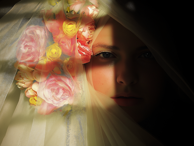 Veiled Beauty with Flowers