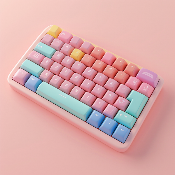 Pastel-Colored Mechanical Keyboard