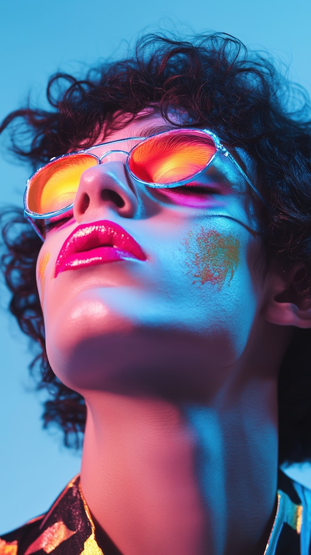 Vibrant Portrait with Reflective Sunglasses